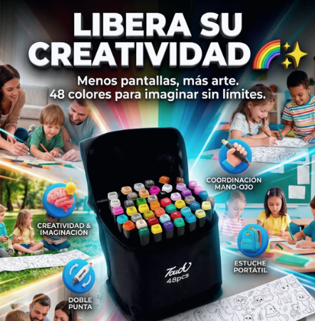 Kit marcadores 24pcs+ 2 rollos de pintar